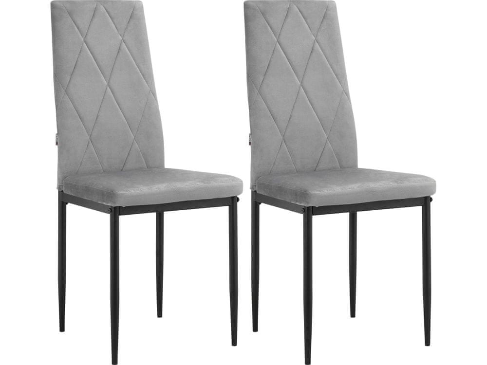 Danish Style Jedálenská stolička Melly (SET 2 ks), zamat, šedá